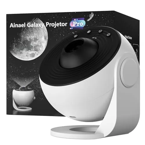 Ainael Proyector Galaxia, Proyector Estrellas Planetario Doméstico Techo Espacial Luz Nocturna con 3 Diapositivas de Vidrio HD, Galaxy Projector Pro para Niños Aultos