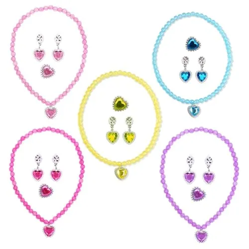 JZK Juego de 5 joyas para niñas y niños, juguetes, accesorios de disfraz para fiestas infantiles, regalo