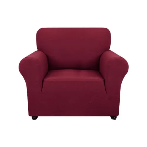 Ystyle Funda Sofa 1 Plaza, Ajustables Fundas Sofa Elasticas, Protector Sofa Gatos Arañazo y Perros Mascotas, Funda de Sofá con Reposabrazos Antideslizante Antimanchas Lavable, Rojo Vino