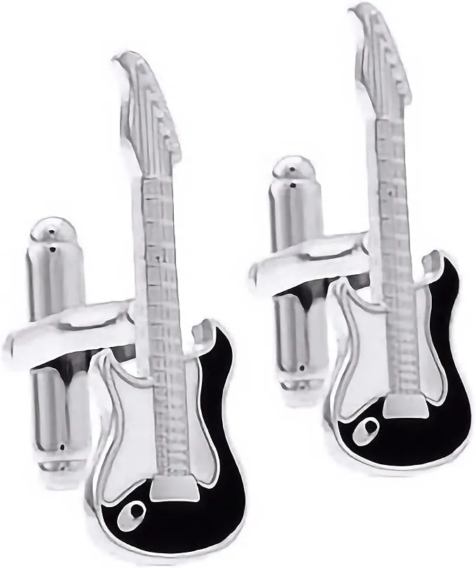 Gemelos Guitarra Fender Stratocaster Negra II Gemelos Originales Para Camisas | Para Hombres y Niños | Regalos Para Bodas, Comuniones, Bautizos y Otros Eventos