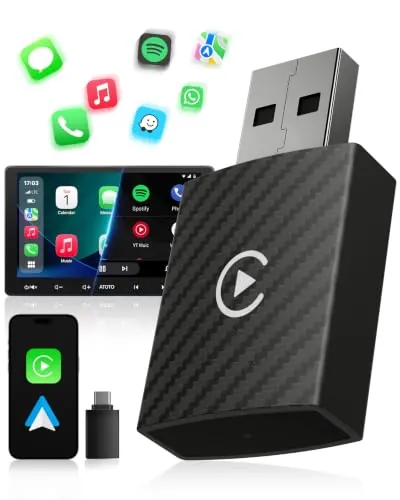 WityEye Adaptador CarPlay y Android Auto Inalámbrico, Bluetooth 5.3, WiFi 6 | Doble Banda 2,4~5,8 GHz, Conexión Rápida & Estable, 2 In 1, für Apple iPhone iOS 10+, Android 11+