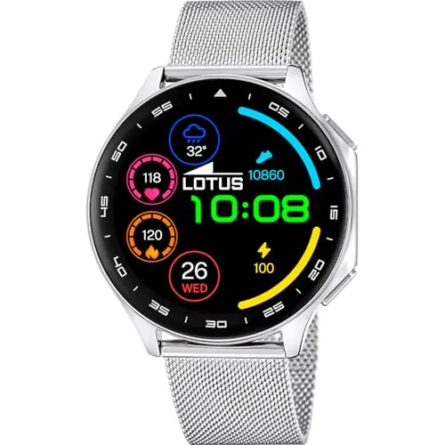 LOTUS Reloj Inteligente Hombre - Smartwatch Hombre de Acero Inoxidable 316l - Resistente al Agua IP65 50050/1 Multi Deportes, Frecuencia Cardiaca, Presión Arterial
