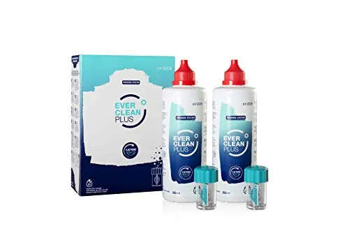 Avizor Ever Clean Plus | Solución Potente de Desinfección Intensiva para Lentes de Contacto | Limpieza Profunda con Comprimidos | Formato 2x350ml + 90 comprimidos