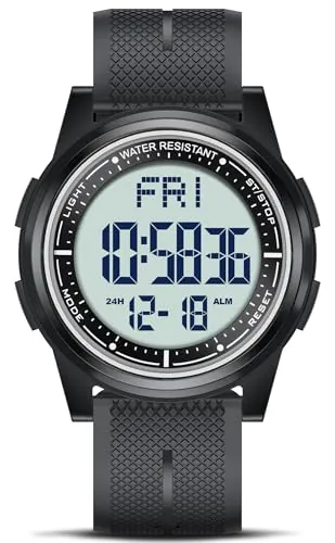 WIFORT Reloj Digital Impermeable con Cronómetro Alarma Cuenta Atrás Doble Hora, Ultra-Delgado Super Pantalla Gran Angular Digital Relojes de Pulsera para Hombres Mujeres