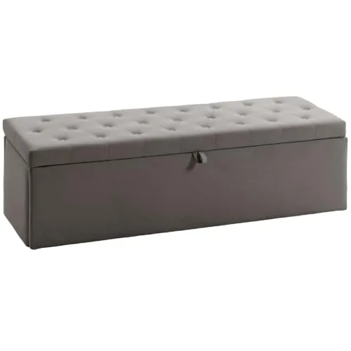 HOMCOM Puff Almacenaje Banco Almacenaje Grande 141L 137x41x42cm Gris