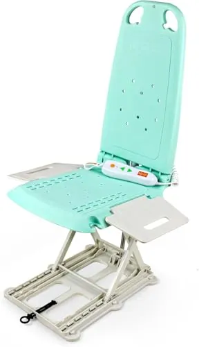 SuperHandy GoRise LT Elevador Baño y Piso, Carga 150 kg, Plegable, IP68 | solo 8,6 kg, impermeable y plegable; asiento ergonómico con paneles extraíbles para baño y transferencia al suelo;Patentado