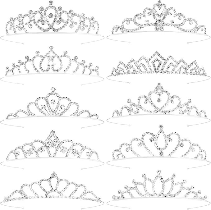 10 Stück Tiaras Coronas Bandas para el Cabello para Mujeres Niñas por Mayor Princesa Corona Tiaras Corona para Boda Cumpleaños Cristal Tiara para Baile de Graduación, Novia, Desfile, Halloween,