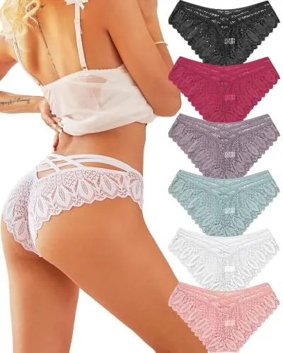 ALL OF ME - Juego de 6 Braguitas brasileñas de Encaje para Mujer, lencería Sexy para Mujer, Brasil, Ropa Interior, Bikini Multipack S-XL