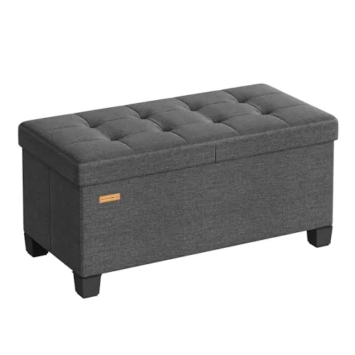 SONGMICS Puff Almacenaje, con Patas, Baúl Plegable, 76 cm