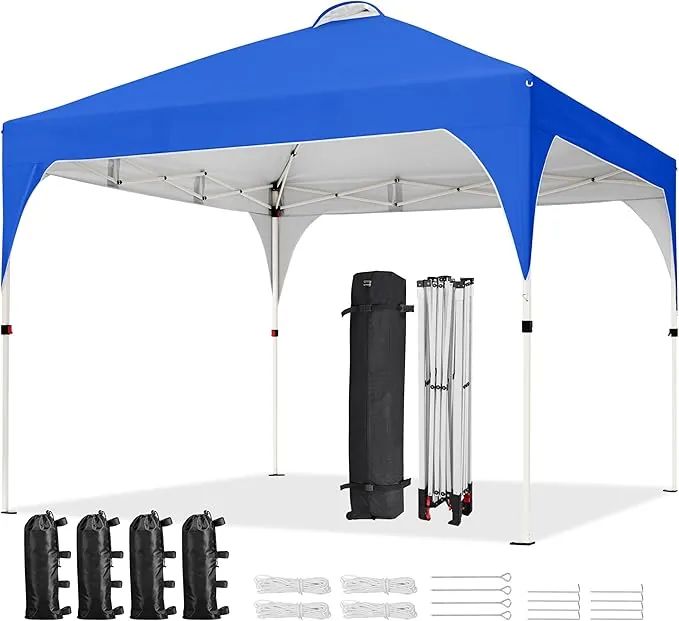 Yaheetech Carpa Plegable 3x3m Cenador de Jardín Impermeable para 8-10 Personas,con Ventilacion y Bolsa de Transporte, Ideal para Playa y Camping Azul