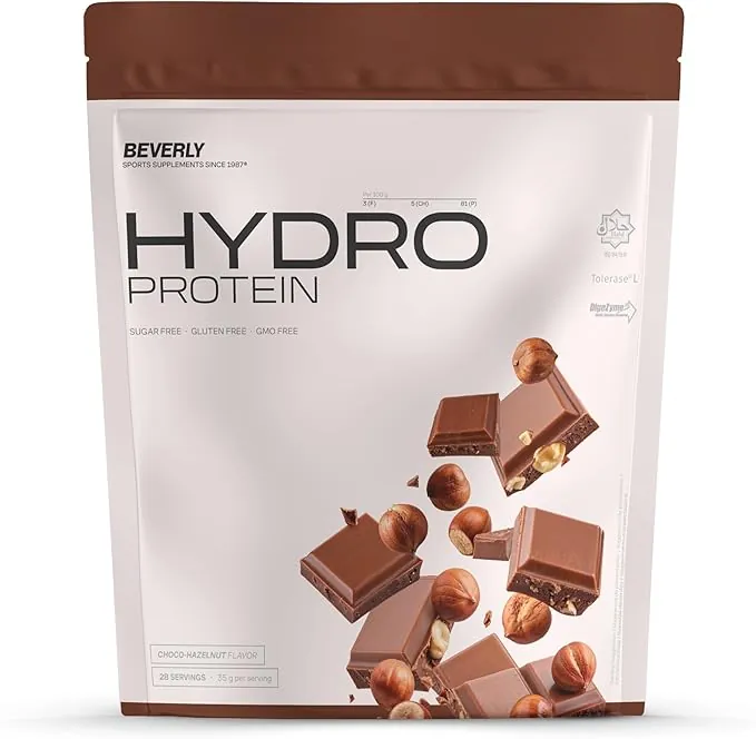 Beverly HYDRO PROTEIN – Proteína Hidrolizada de Suero con DigeZyme® y Tolerase® | 29 g Proteína por Ración | 1 kg (28 Servicios) | Alta Digestibilidad (Chocolate avellana)