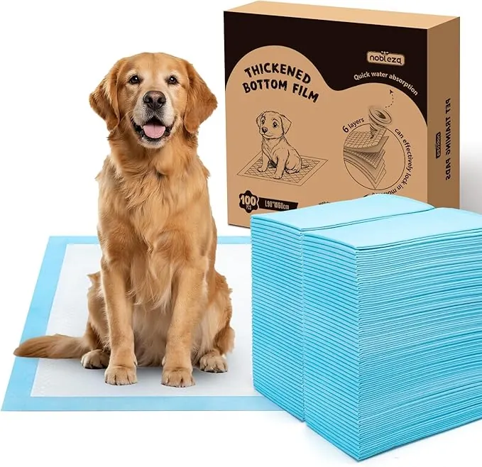 Nobleza Empapadores Perros 60x90cm Pañales Desechables para Perros, 100 Unidades Alfombra Toallas Higiénica Absorbente y Antifugas Empapadores para Mascotas,Empapadores Perros