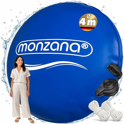 Monzana® Cojín Redondo Piscina XXL Cubierta Inflable Aire 3m 4m Protección Invierno Cuerdas Fijación Kit Reparación Resistente Intemperie Rayos UV