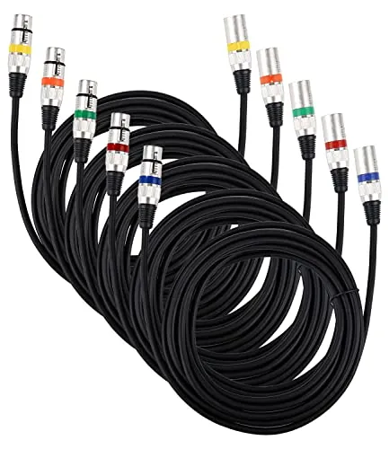 5 Cables XLR simétricos 5m macho‑hembra para mezclador y escenario