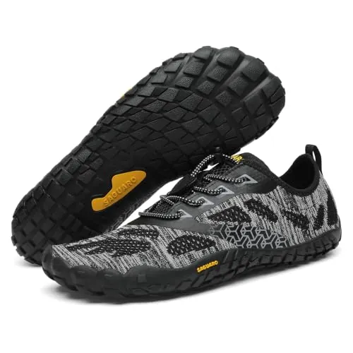 SAGUARO Barefoot Hombre Mujer Zapatillas Minimalistas Calzado Minimalistas Zapatillas de Trail Running Exterior Zapatos Barefoot Negro Humo,Gr.39