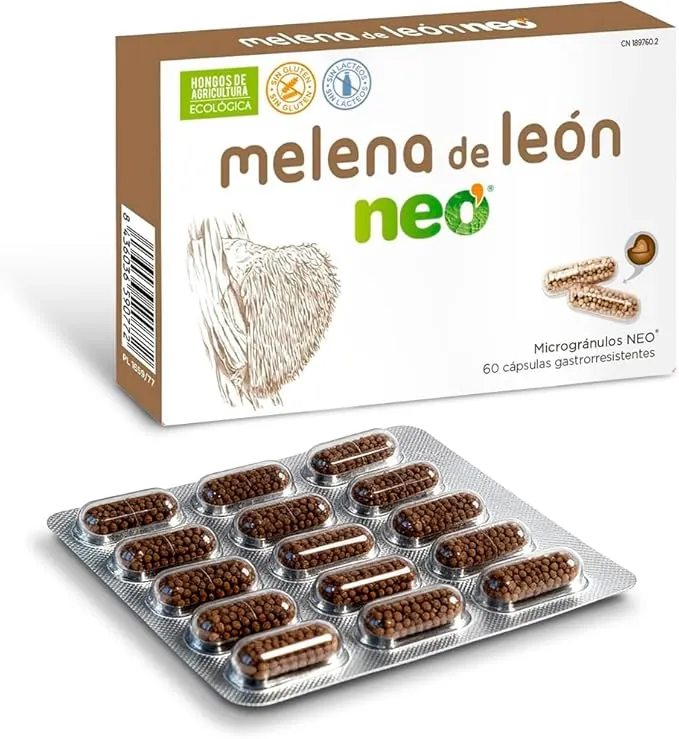 Mico NEO | Hongos Melena de León | Apoyo Digestivo Natural | Apto para Vegetarianos | Sin Gluten ni Derivados Lácteos | Microgránulos NEO | 60 Cápsulas