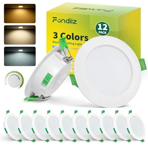 Fondiiz 12x Downlight LED Techo Empotrable Regulables, 5W, 230V, IP44, 3CCT