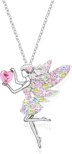 Viojrlly Collares de cuento de hadas para niñas, colgantes de cristal, collares personalizados, regalos de cuento de hadas para niñas, señoras, hijas