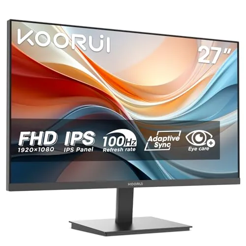 KOORUI E2711F 27" Monitor FHD 100Hz IPS AdaptiveSync HDMI VGA EyeCare VESA