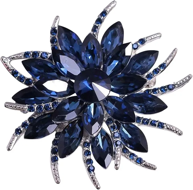 Merdia Pin De La Broche De La Flor Para Las Mujeres Novias Creó La Broche Cristalina Azul