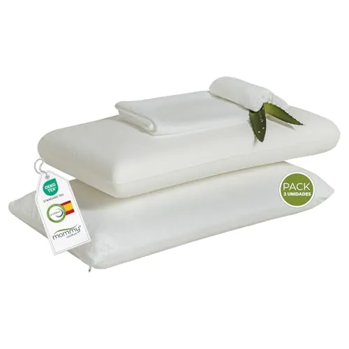 MOMMY CONFORT Pack 2 Almohada Viscoelástica 75 cm Núcleo Compacto Memory Foam Adaptable Funda Interior Incluida Funda Lavable con Cremallera Ergonómica Termorreguladora Suave y Transpirable