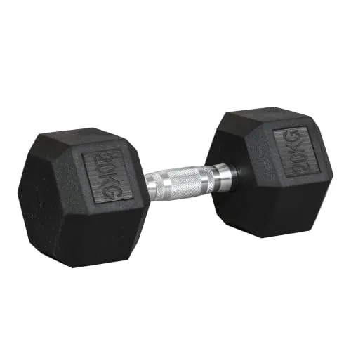 HOMCOM Mancuerna Hexagonal 20 kg con Mango Moleteado Negro y Plata