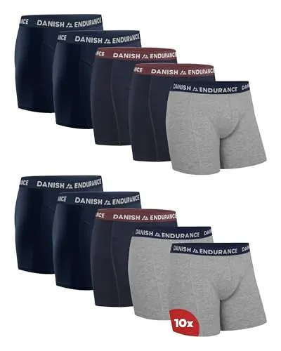 DANISH ENDURANCE Calzoncillos Hombre, Algodón, 3 y 10 Pack MC (4xAzul Marino, 3xAzul Marino/Bordeaux, 3xGris/Azul Marino) L