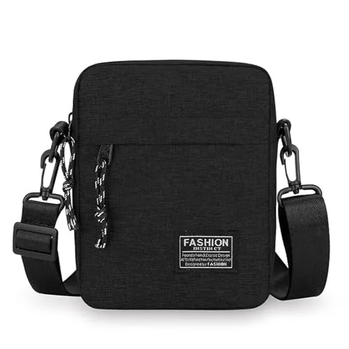 Bolsos cruzados para hombres y mujeres, bolso de hombro de viaje, cartera para teléfono, bolso pequeño casual de mensajero para el trabajo, senderismo, viajes, Negro, Small, Moda