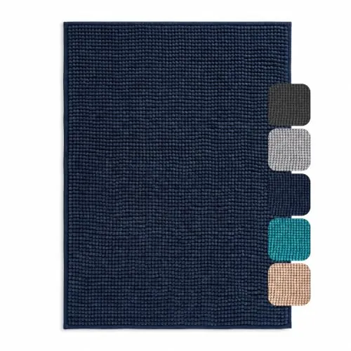 Twinzen Alfombra Baño Antideslizante 40 x 60 cm Azul Marino, Chenille