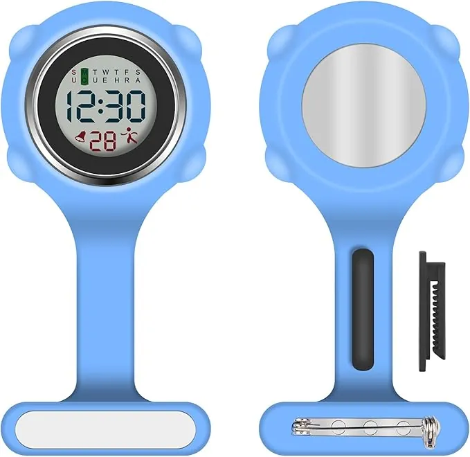 Vicloon Reloj Bolsillo Enfermera, Reloj Enfermera Digital Multifuncional,Puede Cronometrarse y Usarse como Despertador,Reloj Silicona Prendedor de Broche,Regalos para Medicos Enfermeras