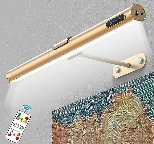 GOVSSING Luz Inalámbrica para Cuadros, 40CM, Recargable 4000mAh, sin Cable | Luz de Imagen con 3 Modos & Regulable, Lamparas Pared con Mando a Distancia, Luz de Pared para Pintar Cuadros