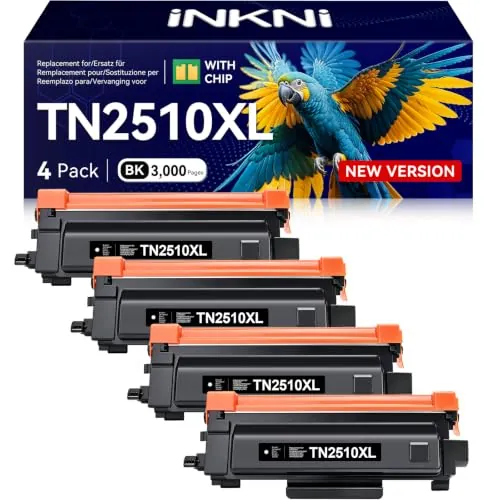 TN2510XL 4 Negro Toner MFC-L2800DW HL-L2400DWE TN 2510XL TN-2510XL TN2510 | INKNI Compatible para Brother HL-L2400DWE Toner HL-L2400DW MFC-L2835DW MFC-L2800DW DCP-L2620DW MFC-L2860DWE DCP-L2627DW