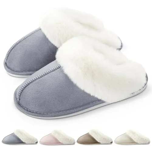 RUVVDR Zapatillas de Estar por Casa Mujer Hombre Zapatillas Casa Cómodo Pantuflas Mujer Algodón Suave Cálido Interior Exterior，Gris，40-41 EU