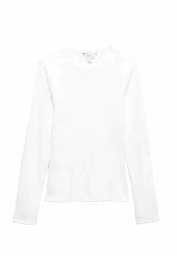 Marks & Spencer Top Acanalado de algodón Blanco Suave UK 10 (EU 38)