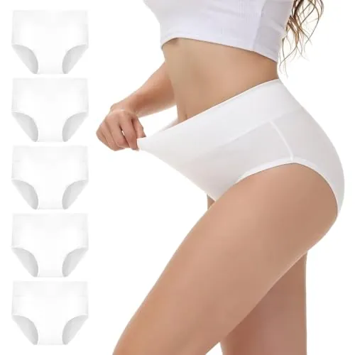 NUOZA Bragas Mujer Algodon Talle Alto Bragas Postparto Braguitas Culotte Mujer Ropa Interior Faja Reductora Underwear Cómodas y Suaves Blanco 2XL