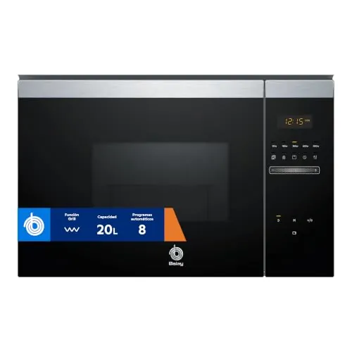 Balay, Microondas Integrable, Grill, Aqualisis, Cristal Negro, 3CG4172X2 | 20 litros, 8 Programas automáticos, Control deslizante, Cocción programable.