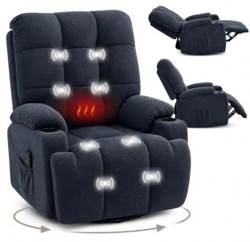FLEXISPOT Sillón Relax Eléctrico Giratorio 270°, Masaje y Calor,Carga 200kg | Sillón de Lactancia, Giro 270°, Inclinación 105°-165°, Reposapiés, Masaje 8 Puntos, USB Tipo-C, Garantía 3 Años