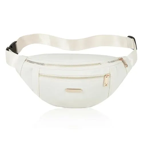 Riñonera para mujer, riñonera de moda con correa ajustable para viajes, deportes, correr, ciclismo., Beige, 11.8 x 5.5 x 2.5 inches, Riñonera unisex