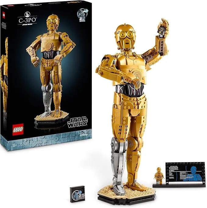 LEGO Star Wars 75398 C-3PO Figura de Droide - Kit de Maquetas para Adultos de Colección - Base, Placa Informativa y Minifigura - Regalo para Hombres y Mujeres Fans de la Saga