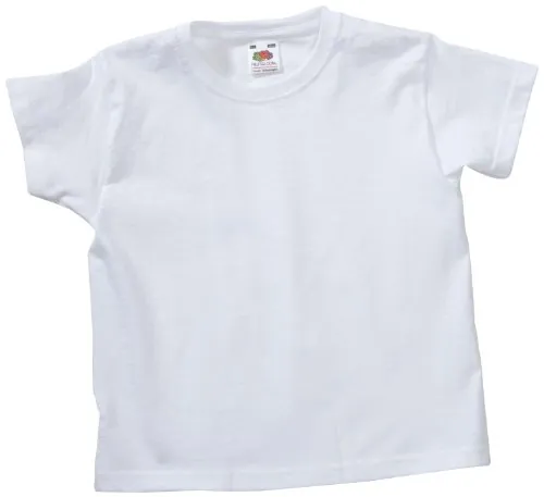 Fruit of the Loom - Camiseta de Manga Corta Original niños (3-4 Años/Blanco)