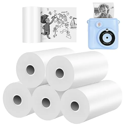 NICEWIN 5 Rollos Papel de Impresión para Cámara Infantil,Papel Térmico de Repuesto para Cámaras Digitales Niños, Accesorios de la Cámara Instantánea