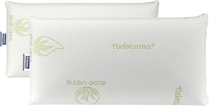 Todocama - Almohada viscoelástica, núcleo Compacto. Doble Funda con Cremallera. Tejido Aloe Vera Plus. Termorregulable adaptabilidad al Cuello. (Pack de 2 Unidades - 75 cm)