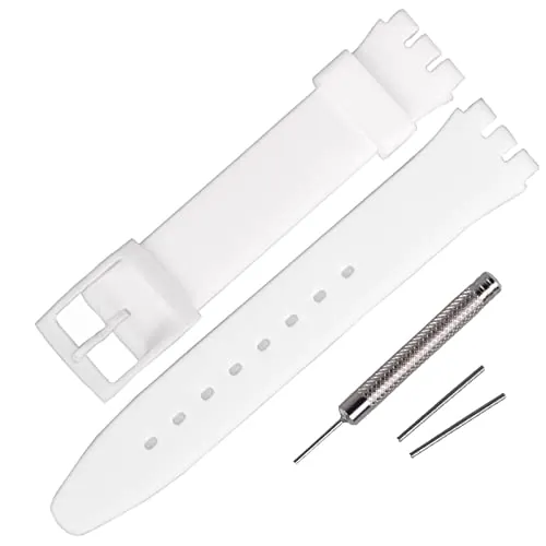 Rihahisy Correa de reloj de goma de silicona ultrafina de 16 mm para Swatch, 16 millimeters, Silicona, No es una piedra preciosa