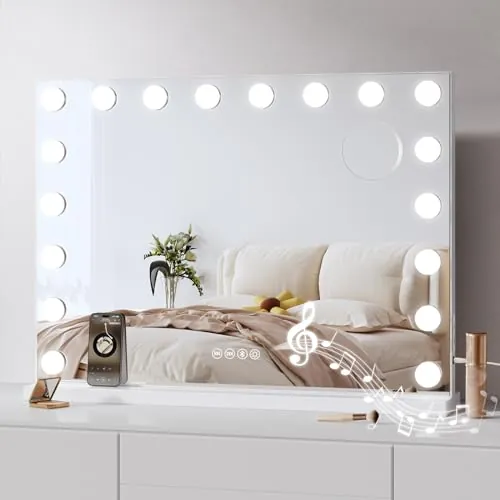 Dripex Espejo de Maquillaje con Luces y Bluetooth 80x60cm