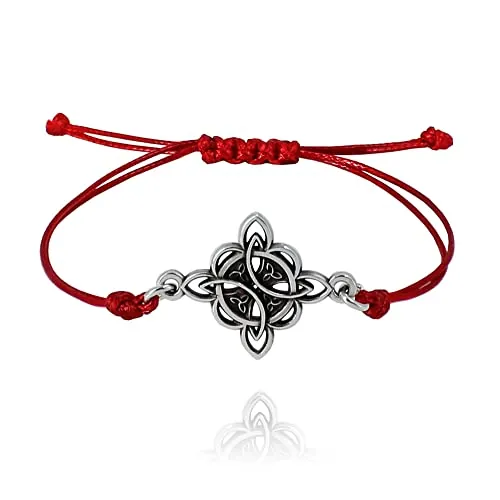 Pulsera Nudo de Bruja en plata con hilo rojo - Este es un modelo ajustable, ideal para todas las tallas