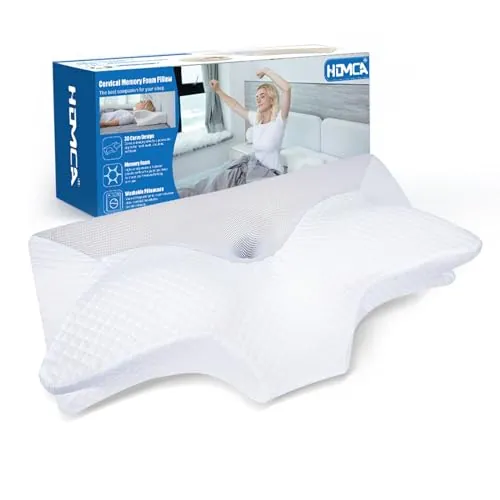 HOMCA Almohada Cervical de Espuma Viscoelástica, Blanco, 70x40x8.5/14.5cm