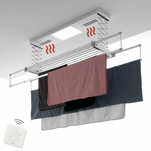 foxydry Pro, tendedero eléctrico de Techo, con Aire Caliente, 122 cm