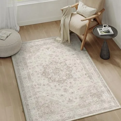 PureCozy Alfombra Salon 80x150cm Beige Lavables en Lavadora