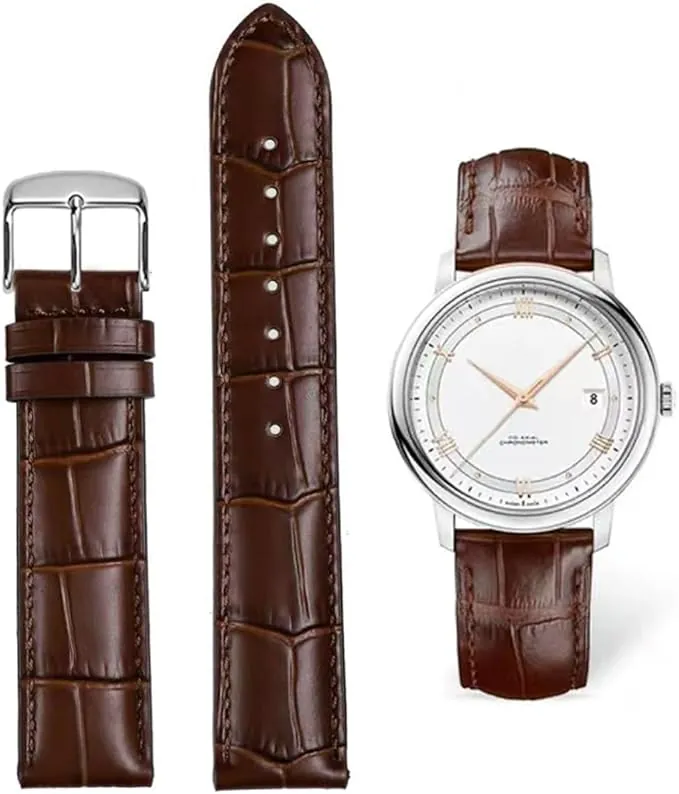 Correa de reloj Correa de cuero genuino Correa de pulsera de repuesto en relieve de cocodrilo Oro Plata 12 13 14 15 16 17 18 19 20 21 22 24 mm