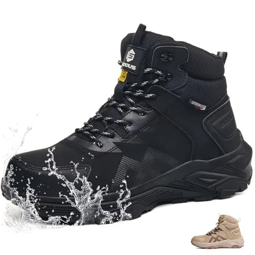Botas de Seguridad para Hombre S3 Impermeable Zapatos Seguridad Negro EU 41